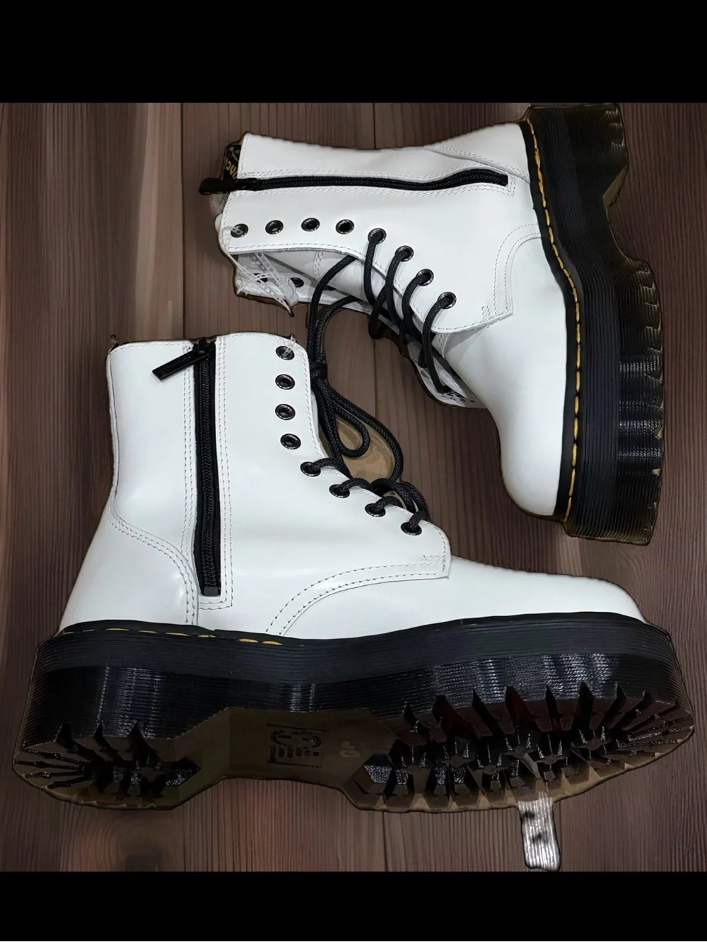 Dr. Martens Jadon Smooth White Leather Platform Combat Boots — W8 / M7 NWT